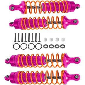 4PCS Full Aluminum Front Rear Shocks Upgrade Parts for 1/10 Big Rock 3s blx/Senton 3s blx 550/ Granite 3s blx 550/ Vorteks 3s blx 550 4X4, 1/10 Typhon 4X4 RC Truck,Big Bore Hops Up RC Shocks(Rose)