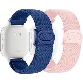 2 Pack Stretchy Sport Watch Band for Kids Compatible with Gizmo Watch 3 2 1, Gabb Watch 3 2 1, SyncUp Kids Watch - Premium Soft Nylon, Adjustable, Quick Release, Skin-Friendly, Durable, Lightweight