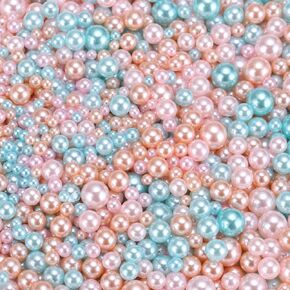uxcell 900Pcs Faux Pearl for Crafting, 3-8mm No Hole ABS Round Pearls for Vase Fillers, Jewelry Making, Vase Filler, Cosmetic Boxes, DIY Parts, Table Scatter, White/Yellow/Pink