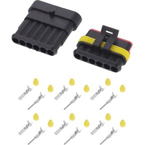 6 Pin Car Electrical Wire Connector Plug Kits Waterproof 1.5 Series Male Female Cable Terminal Housing Plastic Copper Black Yellow