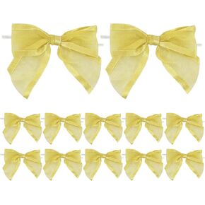 AIMUDI White Bows for Wedding Decor 4" Premade White Christmas Tree Bows Pre Tied White Bows for Crafts Small White Gift Bows Organza Fabric Bows for Treat Bags, Gift Wrapping, Baby Shower -12 Counts