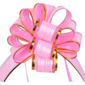cobee 6 Pcs Pull Bow Ribbon, Bows for Gift Wrapping, Ribbon Bows for Birthday Party Christmas Boxes Flower Gift Wrapping, Gift Bows for Presents Decorations(Pink)