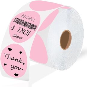 4 Inch Large Pink Circle Thermal Sticker Labels, Self-Adhesive Round Inventory Labels, Multi-Purpose Roll Thermal Stickers for Business and Domestic Use-300 Labels/Roll