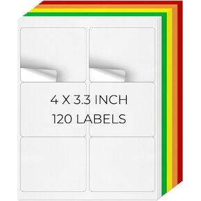 Kraft Printable Address Labels 3-1/3" X 4" Self-Adhesive Vinyl Shipping Blank Stickers Removable Mailing Decals for Inkjet Laser Printer 120 Labels