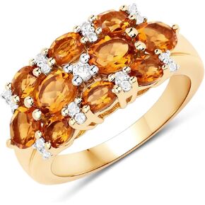 Madeira Citrine Ring, 14K Yellow Gold Plated Citrine Ring for Women, November Birthstone Ring, Citrine Ring