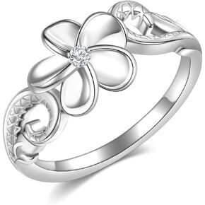 Hibiscus Ring Sterling Silver Plumeria Flower Ring Hawaiian Hibiscus Jewelry Gift for Women