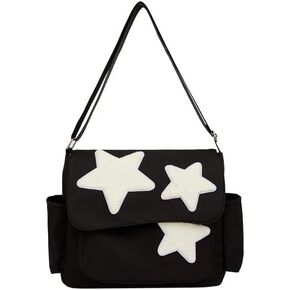 Cute Messenger Bag with Star Cute Coin Purse and y2k keychain,Y2K Star Grunge Bag Shoulder Tote Purse.Tote Book Bag