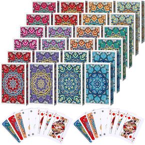 Zubebe 24 Pack Playing Cards Bulk in Vibrant Colors Mandalas Theme Playing Cards Set Deck of Cards Poker Size Standard Index Playing Cards for Card Activities Party Supplies