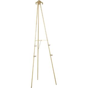 Deco 79 Metal Display Easel Large Foldable 2 Tier Floor Standing Easel with Scroll Finial, Display Stand 22" x 23" x 67", Gold