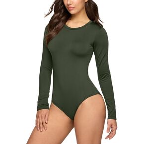 TSLA Women's Thermal Turtle Neck Bodysuit, Long Sleeve Slim Fit Jumpsuits, Casual Mock Neck T Shirt Tops