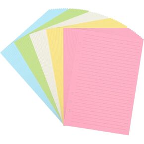 A5 Lined Refill Paper, Colored Ruled Pages for 6-Ring Binder Notebook Journal Planner Organizer, 6-Hole Punched Binder Refill Paper Insert, 50 Sheets/100 Pages,Ruled (8.25 x 5.6") (2)