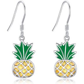 Pineapple Earrings 925 Sterling Silver Yellow Opal Pineapple Dangle Drop Earrings Pineapple Jewelry Gifts for Women