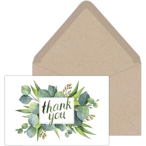 SOUTHWORTH Notecard Set with Kraft Envelopes, 4" x 6", Dreamy Eucalyptus, 24 Count (91652)
