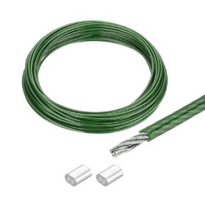 MECCANIXITY 66Ft(20M) Wire Rope 304 Stainless Steel Cable 1/16" (1.5 mm) Vinyl Coated with 4pcs Aluminum Sleeves for Hanging, Clotheslines, Lifting White