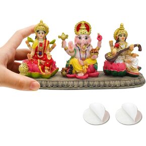BangBangDa Hindu Laxmi Ganesh Saraswati Statue - 3.9"H Indian God Lakshmi Ganesha Saraswati Idol Figurine Hindu Diwali Gifts Diwali Decoration Home Office Mandir Temple Pooja Item