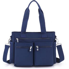 Casual Tote Bag for Women with Multiple Pockets Nylon Crossbody Shoulder Bag Everything Bag Handbag for Work Travel Out
