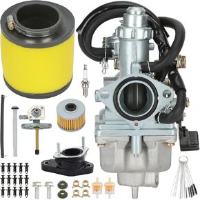 TRX250 Carburetor Carb Kit Replacement for Honda Recon 250 TRX250 Fourtrax TRX250TE TRX250TM TRX250EX TRX250ES TRX250ER ATV Quad 4 Wheeler Performance Parts with Air Filter Fuel Tank Petcock Valve