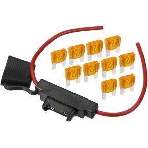 40A Maximum Blade Style Fuse 10 AWG Fuse Holder Waterproof 10 Gauge Fuse Holder Blade Style Inline Fuse Holder Metal Black