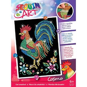 Sequin Art Red Rooster Cockerel, Sparkling Arts and Crafts Kit; Creative Crafts for Adults and Kids