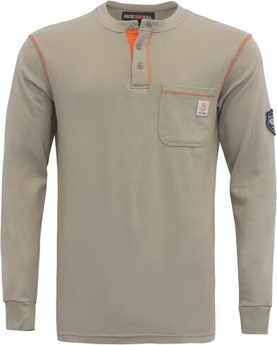 قمصان BOCOMAL FR قمصان مقاومة للهب FR T قميص NFPA2112/CAT2 7oz قمصان رجالية بأكمام طويلة مقاومة للحريق قمصان هينلي in Kuwait