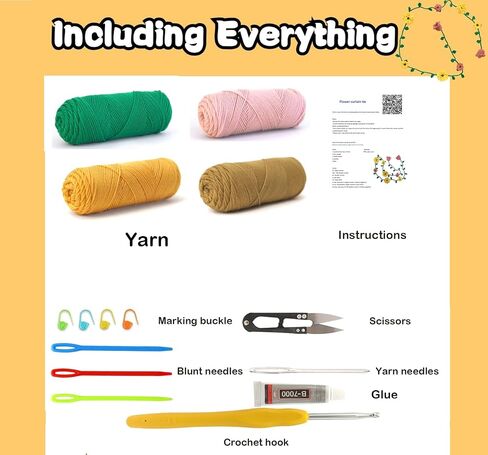 Crochet Kit for Beginners,Complete Crochet Starter kit for Adults with Step-by-Step Video Tutorial,Beginner Crochet Kit for Adults Kids Gift,Starter Easy Learn to Crochet Flower Curtain Tiebacks in Saudi Arabia