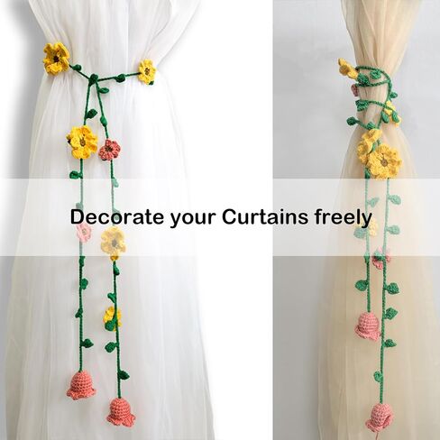 Crochet Kit for Beginners,Complete Crochet Starter kit for Adults with Step-by-Step Video Tutorial,Beginner Crochet Kit for Adults Kids Gift,Starter Easy Learn to Crochet Flower Curtain Tiebacks in Saudi Arabia