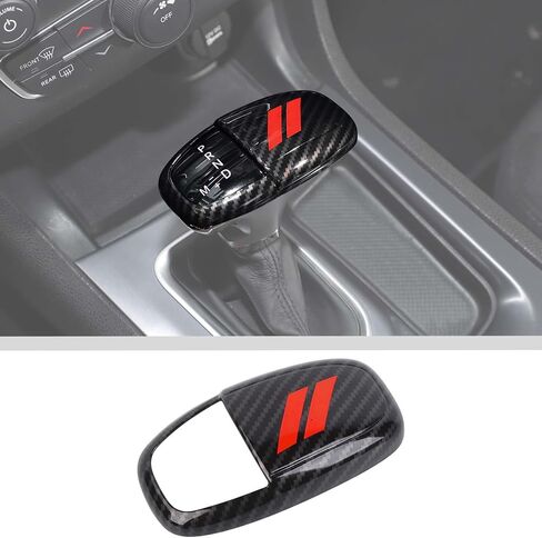 JWWY Gear Shift Shifter Knobs Cover Trim for 2015-2024+ Dodge Challenger Charger 2018-2023 Durango Interior Accessories Red Carbon Fiber in Kuwait