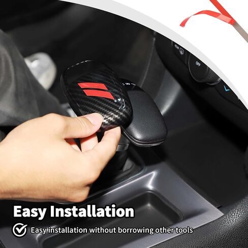 JWWY Gear Shift Shifter Knobs Cover Trim for 2015-2024+ Dodge Challenger Charger 2018-2023 Durango Interior Accessories Red Carbon Fiber in Kuwait