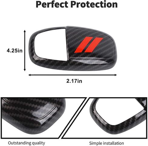 JWWY Gear Shift Shifter Knobs Cover Trim for 2015-2024+ Dodge Challenger Charger 2018-2023 Durango Interior Accessories Red Carbon Fiber in Kuwait