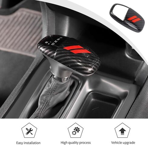 JWWY Gear Shift Shifter Knobs Cover Trim for 2015-2024+ Dodge Challenger Charger 2018-2023 Durango Interior Accessories Red Carbon Fiber in Kuwait