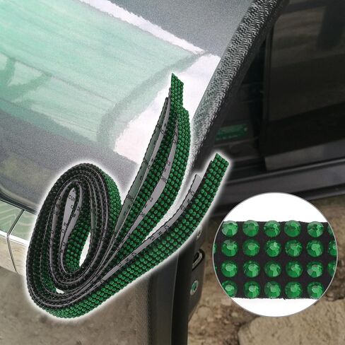 Car Door Edge Guards Strips Kit Anti-Scratch 35.43"x0.47" Car Bling Door Guard Crash Bumper Strip Bling Rhinestone Black Green in Saudi Arabia