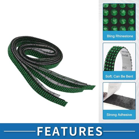 Car Door Edge Guards Strips Kit Anti-Scratch 35.43"x0.47" Car Bling Door Guard Crash Bumper Strip Bling Rhinestone Black Green in Saudi Arabia