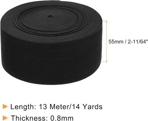 uxcell Elastic Band for Sewing 1-3/4 Inch x 14 Yard Flat Knit Elastic Spool Heavy Stretch High Elasticity for Wigs Pants DIY Projects, Black in Saudi Arabia