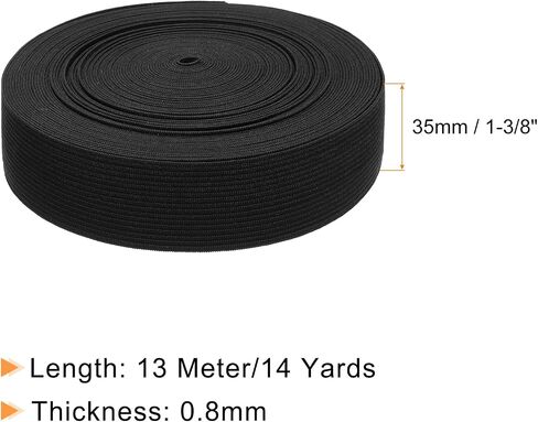 uxcell Elastic Band for Sewing 1-3/4 Inch x 14 Yard Flat Knit Elastic Spool Heavy Stretch High Elasticity for Wigs Pants DIY Projects, Black in Saudi Arabia