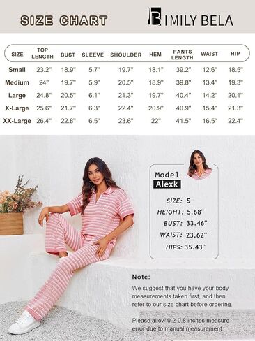 Imily Bela Womens 2 Piece Outfits Striped Short Sleeve Sweater Tops Knit Sets Wide Leg Pants Lounge Set in Saudi Arabia