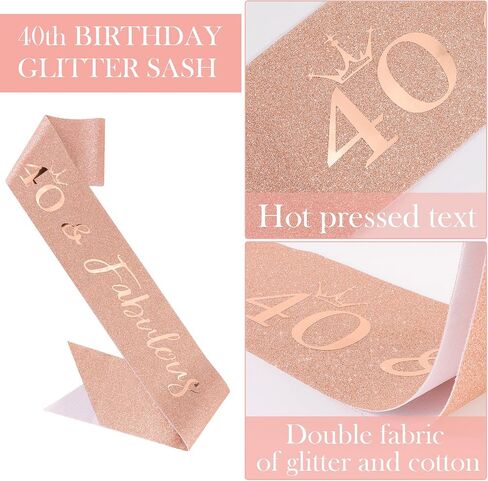 40th Birthday Sash & Rhinestone Crown Kit- Happy 40th Birthday Gifts Women 40th birthday decorations women (AB rose gold) in Kuwait