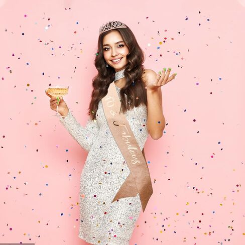 40th Birthday Sash & Rhinestone Crown Kit- Happy 40th Birthday Gifts Women 40th birthday decorations women (AB rose gold) in Kuwait