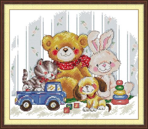CROSSDECOR Cross Stitch Kit for Beginners Animal Patterns DIY Stamped Embroidery Set Counted Needlepoint Starter Kits Craft Supplies Handmade 14CT 2 Strands,No Frame in Saudi Arabia