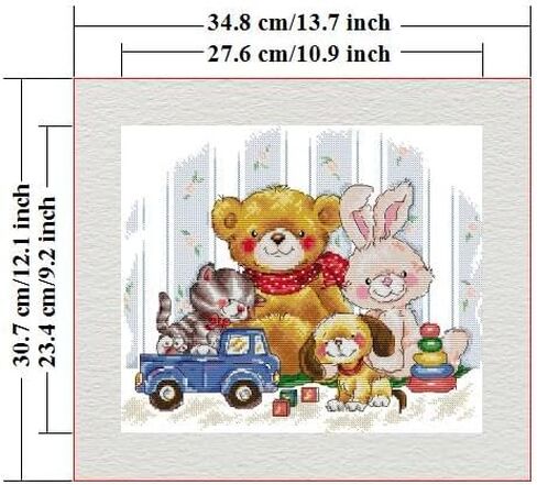 CROSSDECOR Cross Stitch Kit for Beginners Animal Patterns DIY Stamped Embroidery Set Counted Needlepoint Starter Kits Craft Supplies Handmade 14CT 2 Strands,No Frame in Saudi Arabia