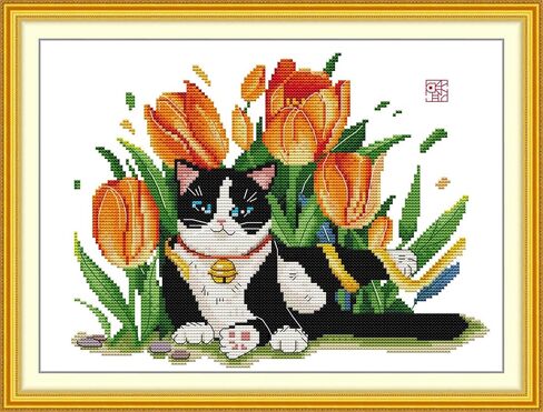 CROSSDECOR Cross Stitch Kit for Beginners Animal Patterns DIY Stamped Embroidery Set Counted Needlepoint Starter Kits Craft Supplies Handmade 14CT 2 Strands,No Frame in Saudi Arabia
