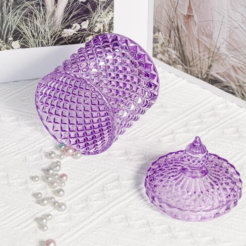 R FLORY 10+24 oz Glass Jars Set of 2 Bathroom Canisters Storage Organizer Cute Qtip Holder Vanity Canister with Lid Cotton Swabs Storage (Purple) in Saudi Arabia