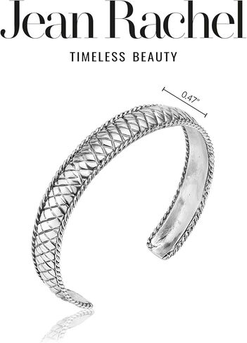 JEAN RACHEL JEWELRY سوار من الفضة الإسترليني عيار 925 للنساء - سوار مبطن بتصميم كلاسيكي - لا يسبب الحساسية، خالي من الرصاص والنيكل - مجموعة مصنوعة يدويًا in Kuwait