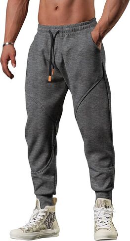A WATERWANG Men's Sweatpants Casual Tapered Joggers Drawstring Waist Athletic Gym Running Workout Sweat Pants with Pockets in Saudi Arabia