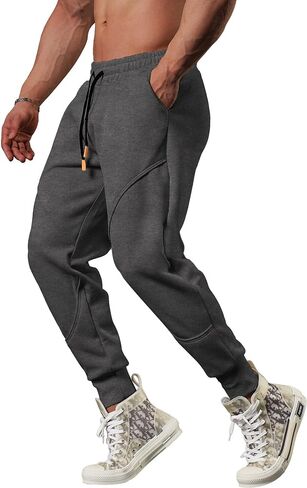 A WATERWANG Men's Sweatpants Casual Tapered Joggers Drawstring Waist Athletic Gym Running Workout Sweat Pants with Pockets in Saudi Arabia