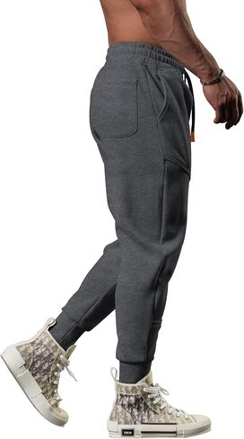 A WATERWANG Men's Sweatpants Casual Tapered Joggers Drawstring Waist Athletic Gym Running Workout Sweat Pants with Pockets in Saudi Arabia