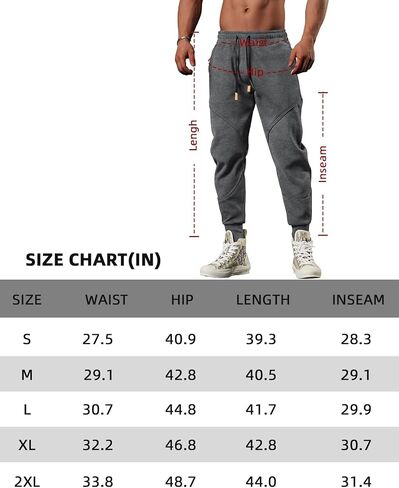 A WATERWANG Men's Sweatpants Casual Tapered Joggers Drawstring Waist Athletic Gym Running Workout Sweat Pants with Pockets in Saudi Arabia