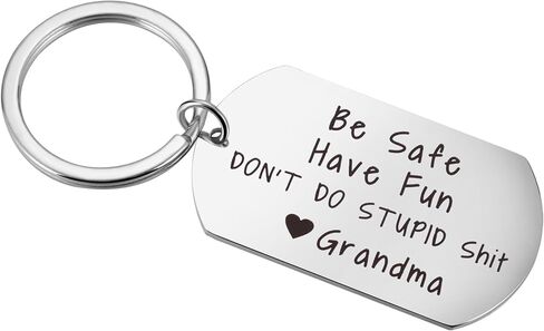 Aesnefe Funny Drive Safe Keychain for Teen from Mom Dad, First Car Key Chain, Be Safe Have Fun Don't Do Stupid Stuff in Saudi Arabia