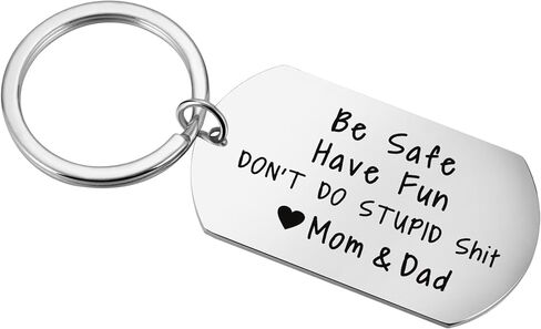 Aesnefe Funny Drive Safe Keychain for Teen from Mom Dad, First Car Key Chain, Be Safe Have Fun Don't Do Stupid Stuff in Saudi Arabia