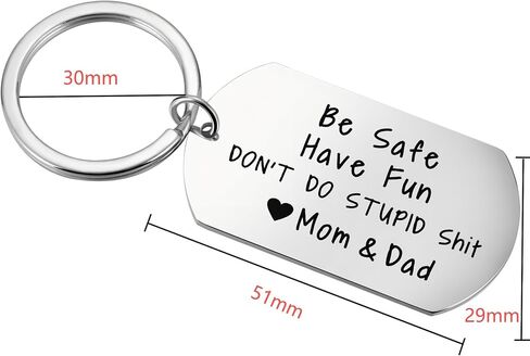 Aesnefe Funny Drive Safe Keychain for Teen from Mom Dad, First Car Key Chain, Be Safe Have Fun Don't Do Stupid Stuff in Saudi Arabia