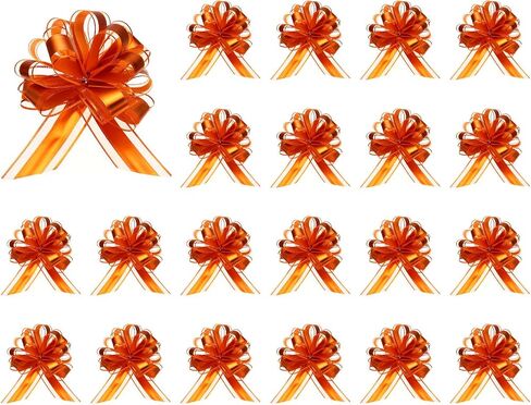 uxcell 20pcs Orange Pull Bows 6.3 Inches Wide Large Organza Ribbon Gift Bows for Gift Wrapping Gift Baskets Decor Wedding Parties Birthday Florist Packaging and Decoration in Saudi Arabia